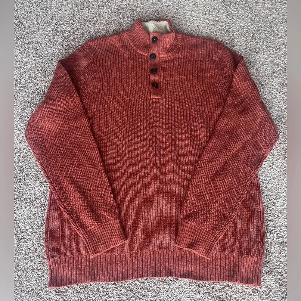 Vintage Rust G.H. Bass‎ & Co. Button Up Mock Neck Sweater